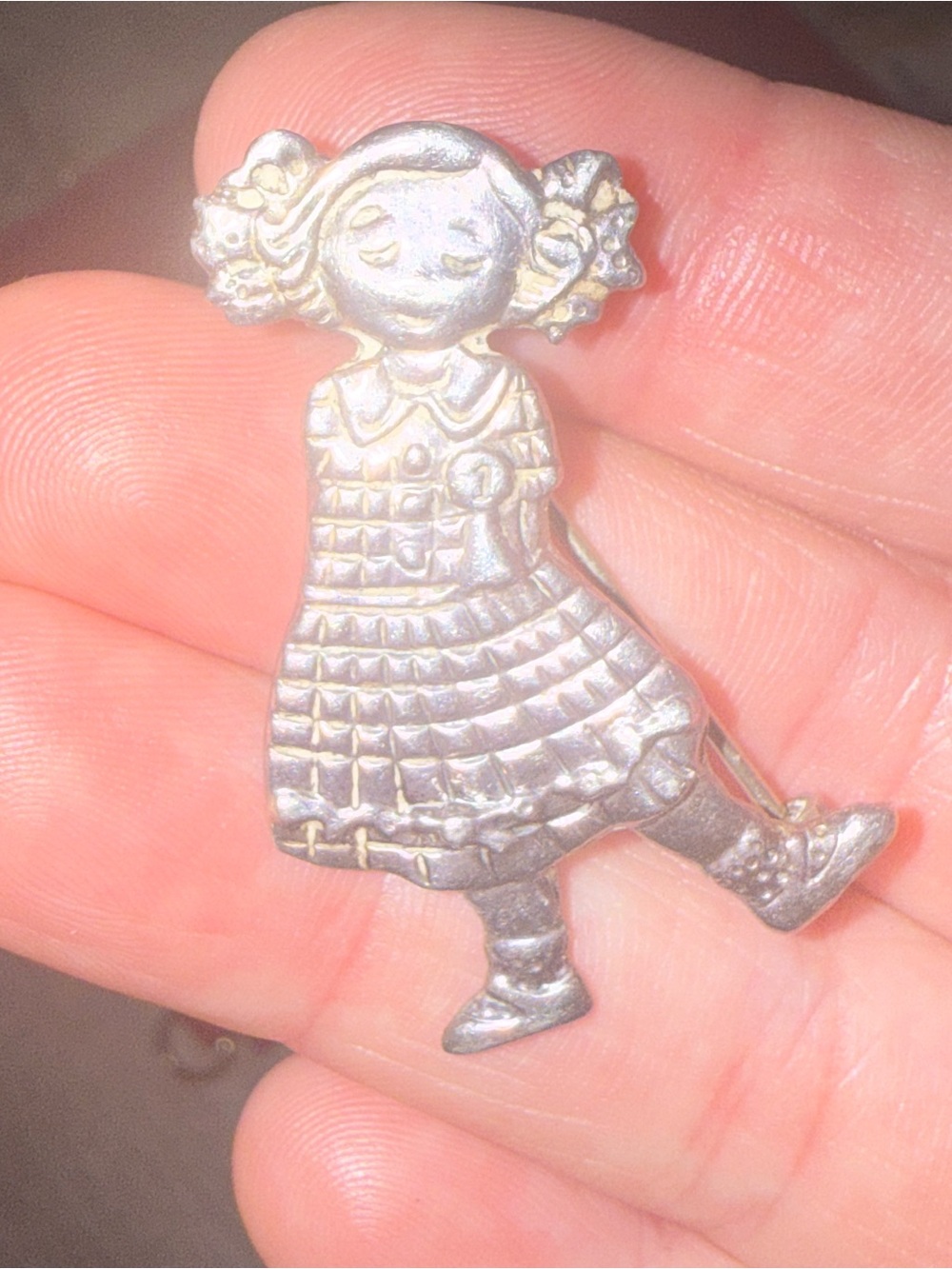 Vintage Silver-Tone Girl‎ Pin Brooch